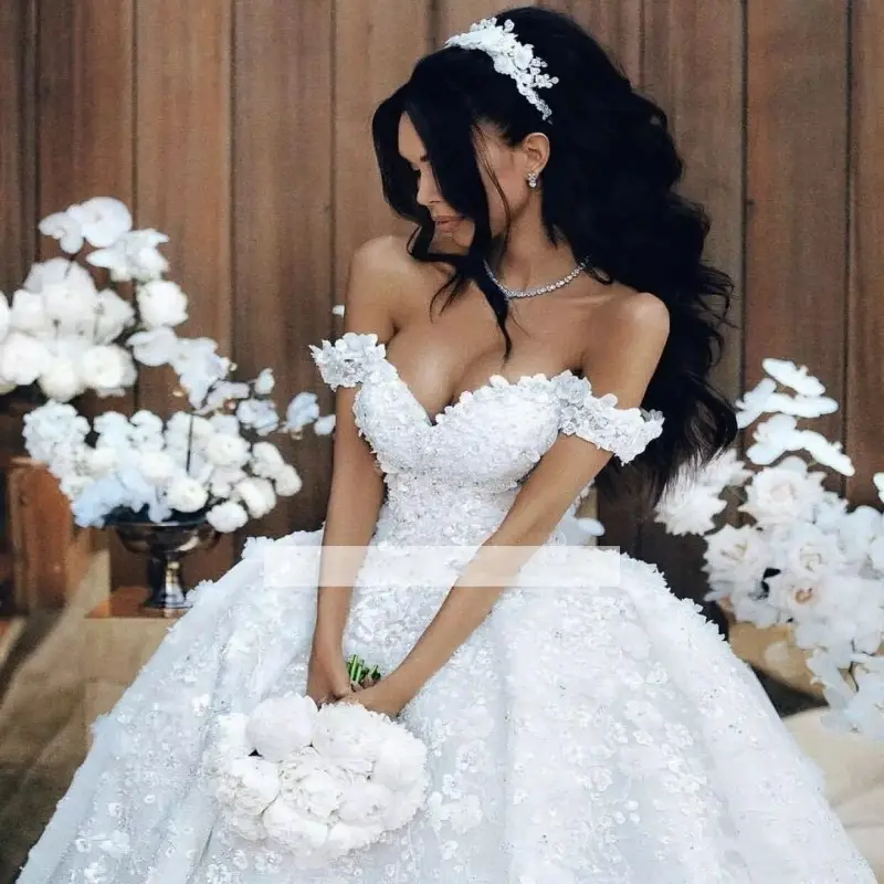 S0297H Temperament Elegant One Shoulder Noble White Beads Fashion Beautiful Best Selling Bridal Wedding Dress