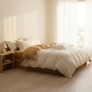 Parure de lit 100 % coton biologique 1800 fils/cm² écologique, housse de couette et drap-housse en coton à fibres longues 100S, doux et lisse, double face - Product Image 2