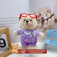 Teddy ISLAND Küresel Yetkili Konforlu Hayvan Figürlü Mavi Tulum ve Beyaz Tişörtlü Peluş Oyuncak Bebek
