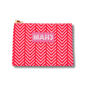 Logo personnalisé Mahj Carrelage Accessoire Sac <span class=keywords><strong>Pochette</strong></span> Preppy Rayé Maquillage Sac Monogrammé Plat Nylon Zip Pouch Mahjong Sacs - Product Image 4