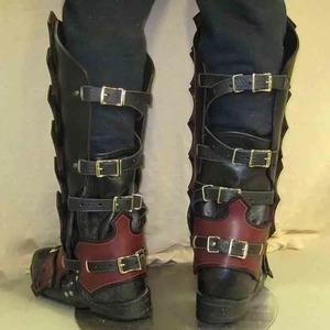Armadura de Pierna de Cuero PU Medieval para LARP, Polainas Góticas, <span class=keywords><strong>Kit</strong></span> de Disfraz de Caballero Vikingo, Cubrebotas para Cosplay de Jinete para Hombres - Product Image 5