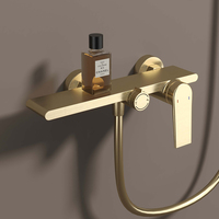 Ensemble de pommeau de douche en cuivre avec température et pression constantes, pommeau de douche avec jet de fleurs en or brossé