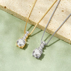 Collar con Colgante de Moissanita Geométrico para Boda, Diseño Único, Plata 925, Redondo, VVS1, Color D, 6.5mm, 1.0ct, 2.5mm, para Mujer - Product Image 2