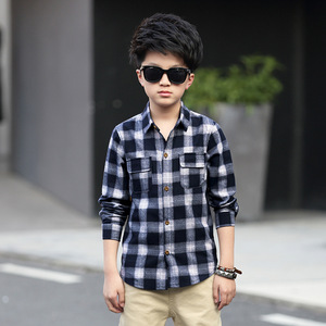 2019 New Wholesale <b>Spring</b> Autumn Long Sleeve Striped Breathable Eco-Friendly Cotton Casual Big Children Boys Shirt - Product Image 2