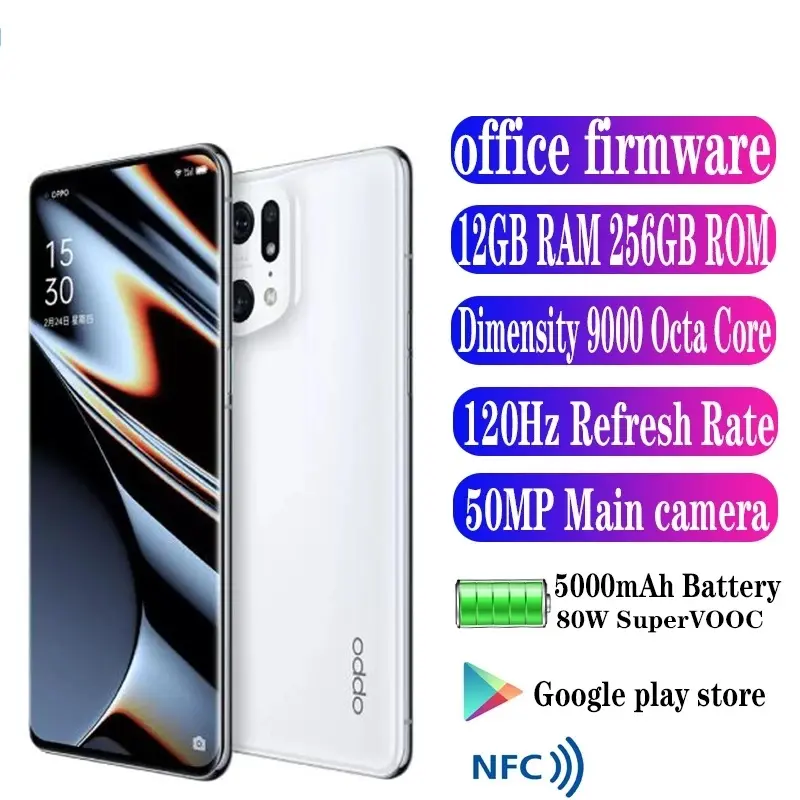 Oppo खोजने X5 प्रो 5G सेल फोन Snapdragon8 जनरल 1 Dimensity 9000 12GB रैम 256GB 512GB रॉम 5000mAh 80W SeperVOOC 50MP कैमरा एनएफसी