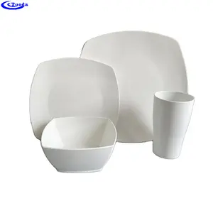 Modern Simple Square Shape Food Grade Plastic Dinnerware Set Wheat Straw Dinnerware Sets