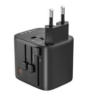 Adaptateur de voyage universel Wontravel 1USB+3 ports Type-C certifié CE/FCC Entrée 100-240V Sécurité Chargeur 5V 3400mA Tout-en-un