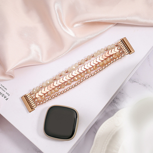 Pulsera de cuentas para <span class=keywords><strong>mujer</strong></span> para <span class=keywords><strong>Fitbit</strong></span> Versa 3/4, correa de cuentas de joyería para <span class=keywords><strong>Fitbit</strong></span> Versa 3/4, correa elástica de cuentas de cristal con diseño de flecha - Product Image 3