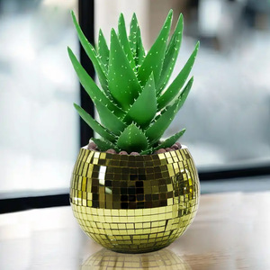 कारखाने थोक वर्ग ग्लास चांदी सोने के अनुकूल आधुनिक डिस्को बॉल फ्लैट बॉटम मिरर प्लांटर डेस्कटॉप सजावट - Product Image 2