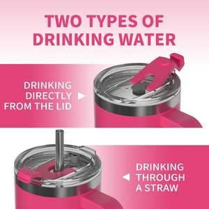 Botella de agua de 40 oz con asa, pajita abatible, vaso térmico aislado, taza de viaje reutilizable de acero inoxidable, base de goma - Product Image 3