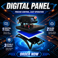 Mesin Press Panas Pneumatik Rotary Langsung dari Pabrik, Desain Swing Away, Kontroler Digital, Printer Flatbed Otomatis untuk Kaos