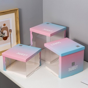 Caja de Embalaje para Pasteles Translúcida con Logotipo Personalizado, Azul, Rosa, Blanco, Caja para Pasteles de 6, 8 y 10 Pulgadas - Product Image 4
