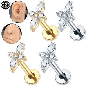 Venta caliente titanio internamente roscado oreja <span class=keywords><strong>Piercing</strong></span> cartílago pendientes Stud mujeres hombres Labret Monroe <span class=keywords><strong>Piercing</strong></span> cuerpo joyería - Product Image 1