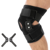 Rodillera metálica articulada con ventilación de rótula abierta, soporte de rodilla ajustable para estabilizar las articulaciones y reducir la tensión