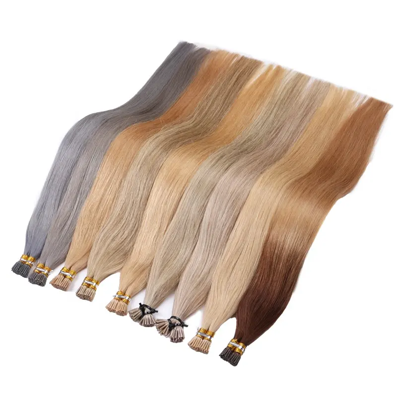 Wholesale Long Kinky Straight silky i tip micro bead extensions real human hair cuticle aglined remy brown 60a color