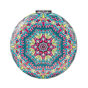 Round <b>Foldable</b> Makeup <b>Mirror</b> Compact Double Sided PU Leather Vintage Mandala Compact <b>Mirror</b> for Purses Portable - Product Image 3