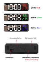 Jam layar besar meja, dekorasi rumah jam Digital Remote Control tanggal Minggu tampilan suhu jam dinding LED untuk ruang tamu kamar tidur
