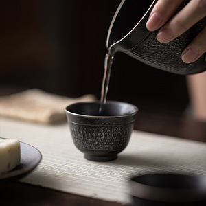 Black Silver Plated <b>Tea</b> Cup Round Handcrafted Jump Knife Vintage Kung Fu <b>Tea</b> <b>Set</b> Home Use Single Cup - Product Image 4