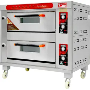 फैक्टरी मूल्य बेकरी उपकरण 2 परतों 4 ट्रे गैस रोटी पिज्जा पाक मशीन