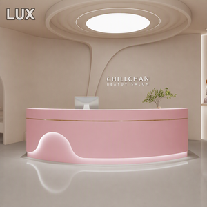 LUX Led <b>Reception</b> <b>Desk</b> Pink <b>Salon</b> <b>Reception</b> <b>Desk</b> White Cash Counter Boutique Clothing Store Checkout Counter - Product Image 3