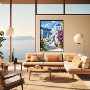 SONGWOOART - <span class=keywords><strong>Pintura</strong></span> <span class=keywords><strong>de</strong></span> Diamantes 5D con Paisaje <span class=keywords><strong>de</strong></span> Santorini, <span class=keywords><strong>Grecia</strong></span>, para Decoración del Hogar, Kit <span class=keywords><strong>de</strong></span> <span class=keywords><strong>Pintura</strong></span> <span class=keywords><strong>de</strong></span> Diamantes Personalizado para Adultos - Product Image 2