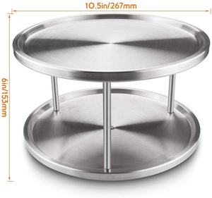 Nhà sản xuất 2 Tier lười biếng <span class=keywords><strong>Susan</strong></span> Non-Skid kim loại Turntable gia vị giá - Product Image 4