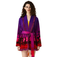 2025 gros automne hiver Europe ample épais Jacquard tricot Maxi laine pull manteau femmes gland tricoté Cardigan avec ceinture