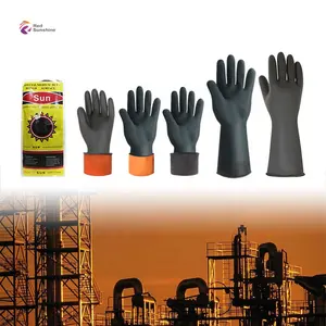 Оптовая продажа, промышленная противоскользящая химически стойкая Безопасная рабочая перчатка, легкая сверхмощная латексная резиновая перчатка для промышленного использования