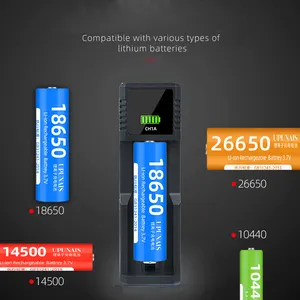 شاحن بطارية ليثيوم أيون سريع الشحن بمنفذ USB C بقدرة 1 أمبير لبطاريات 18650, 21700, 26650, 18500, 16340