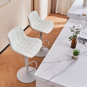 Thiết Kế Công Nghiệp Trắng Xoay Thanh Phân Đơn Giản Hiện Đại Có Thể Điều Chỉnh Da Thanh Ghế Nhà Bếp Ghế Cao - Product Image 3