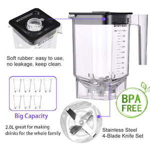 Biểu Tượng Tùy Chỉnh 1300W 2L Đẩy Nút Núm Điều Khiển Thương Mại Âm Thanh Bìa Ice Smoothie Maker Tốc Độ Cao Nhiệm Vụ Nặng Nề Máy Xay Sinh Tố Hộ Gia Đình - Product Image 3