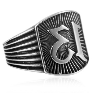 yunnique Men's <b>Titanium</b> Steel <b>Ring</b> Number 13 Geometric Design Steel Color Gift Jewelry - Product Image 4