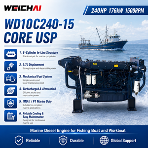 Moteur diesel marin SCDC authentique Weichai WD10C240-15 240HP 176kW IMO II pour fabricant de bateaux de pêche - Product Image 2