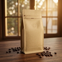 Sacs à café à fond plat personnalisés de qualité alimentaire en gros, pochettes à fermeture éclair en aluminium haute barrière avec valve de dégazage