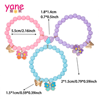 Kinder-Perlenarmband-Set, rosa Acrylperlen, elastischer Charm-Schmuck, Geschenk für Mädchen, Party