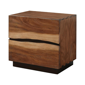 Smokey <b>Walnut</b> 2-<b>drawer</b> Nightstand Coffee Bean Finish Storage <b>Drawers</b> Bedroom Furniture - Product Image 2