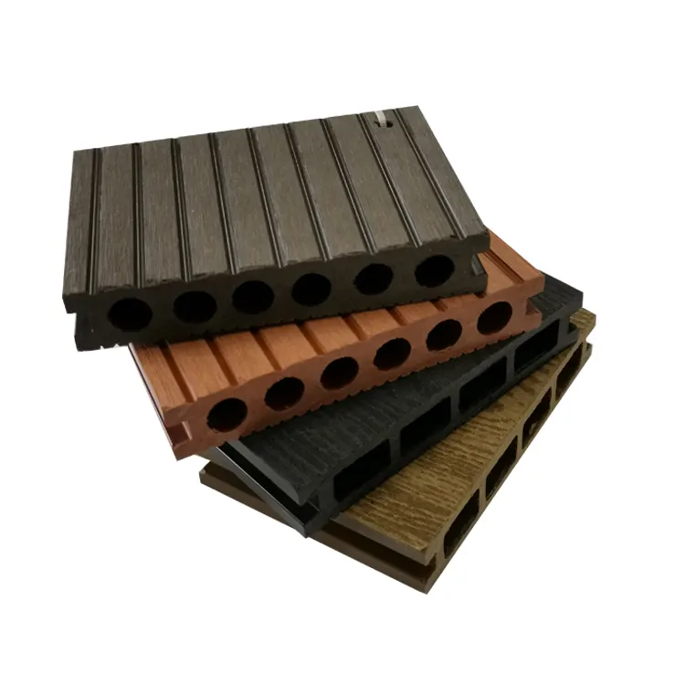 ไม้พลาสติกรีไซเคิล HDPE ทำจากไม้กลางแจ้งคอมโพสิต Wpc Decking ทดแทนพื้นดาดฟ้าไม้