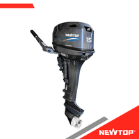 Mesin Kapal Luar Papan (Outboard) Bensin 2 Tak 15HP Newtop Berkualitas Tinggi untuk Perahu Nelayan, Pendingin Air