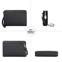 Sac à main en cuir pour homme, pochette de grande capacité en cuir de vachette première couche, sac de transport professionnel portable, finition premium en polyester