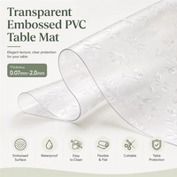 Protège-table élégant en PVC gaufré, motif floral, tapis flexible imperméable facile à nettoyer pour l'intérieur