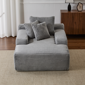 Oversized Convertible Chaise Lounge Chair Modern Plush Chenille Upholstered Sleeper Sofa Daybed 3 <b>Throw</b> Pillows Wide Armrest - Product Image 2