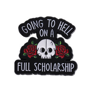 الذهاب إلى الجحيم على منحة دراسية كاملة دبوس مطلي بالمينا وردة الورد هيكل عظمي شارة طية الصدر رسومات كرتونية بروش هالوين بانك قوطي مجوهرات - Product Image 1