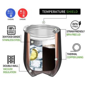 Custom Egg Shape Wine Tumbler Double Wall Stainless Steel Vacuum <b>Insulated</b> Thermal Cup Personalized Logo 12oz - Product Image 4