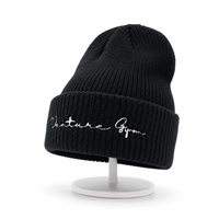 Casquette d'hiver unisexe pour adulte, tricotée, avec logo brodé personnalisé et patch tissé, OEM, haute qualité, élégante et décontractée, vente en gros