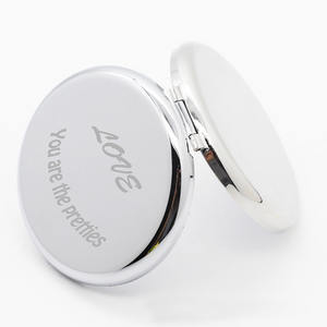 圆形金属紧凑型镜子激光雕刻促销礼品空白金属工艺品 - Product Image 5