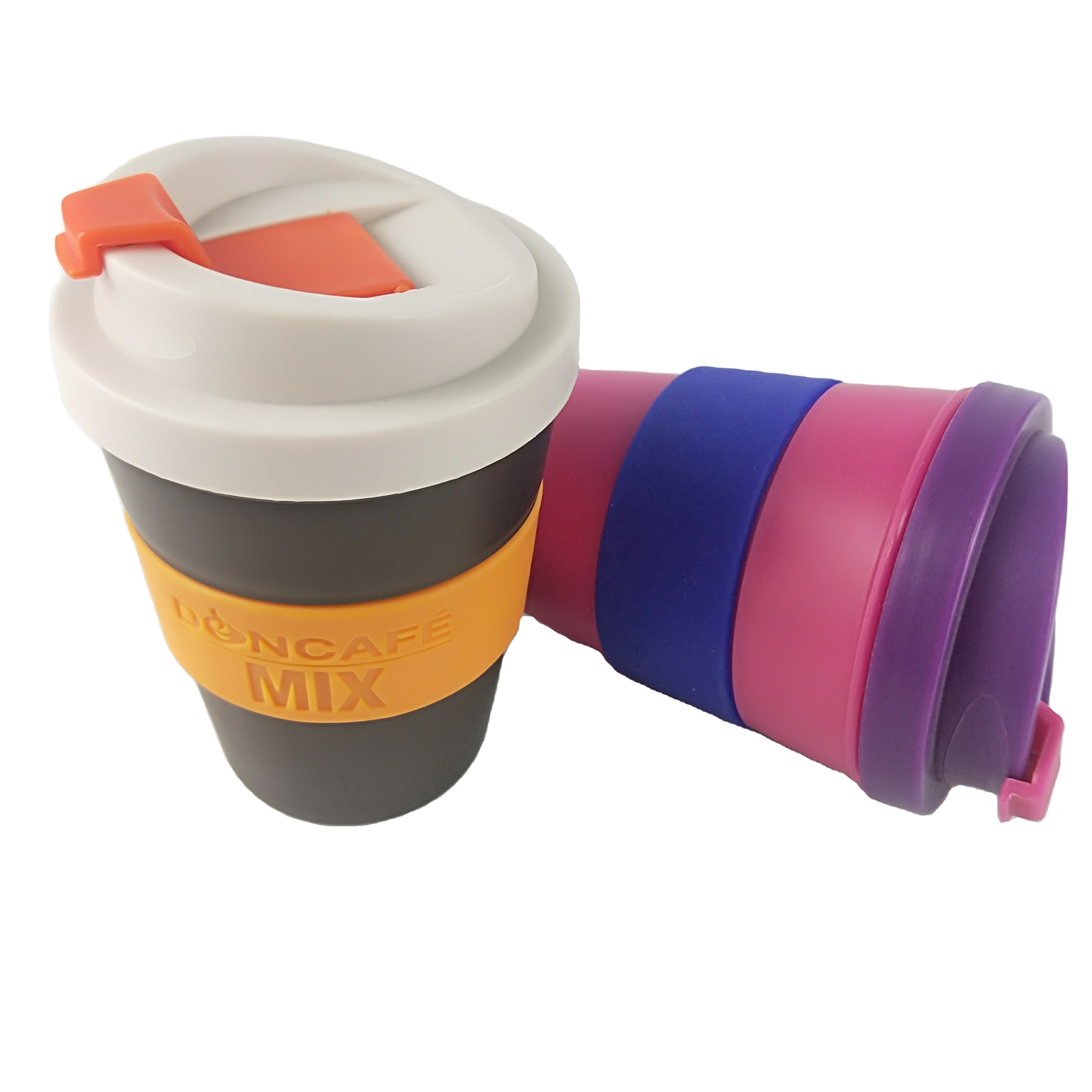 Силиконовая пластиковая кофейная чашка с крышками, емкость 8 унций