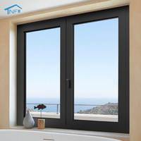 NF, ventanas abatibles de doble templado modernas, estilo columpio con marco de aleación de aluminio, venta al por mayor para uso en Villa, aplicación doméstica