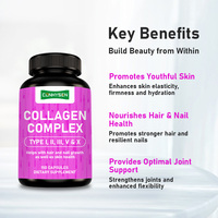 Capsules de collagène complexe OEM ODM avec complexe multi-collagène pour favoriser la croissance des cheveux et des ongles, la santé de la peau et l'amélioration de la flexibilité des articulations