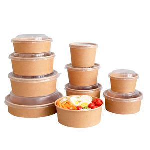 Mangkuk kertas Kraft dapat terurai sekali pakai kertas putih mangkuk bulat untuk mangkuk sup untuk Salad - Product Image 1