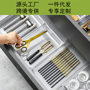 Organisateur de tiroir de cuisine empilable rectangulaire pour couverts et ustensiles de bureau à usage domestique - Product Image 3